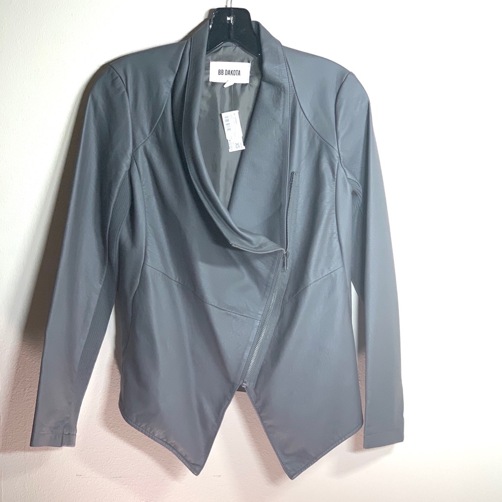 NWT Vegan Textured Grey BB Dakota Leather Jacket